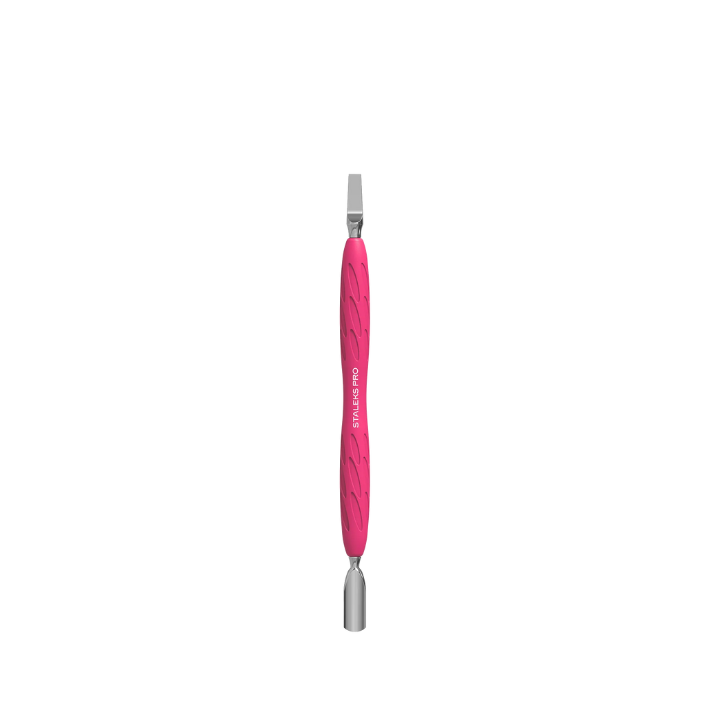 Manicure Pusher With Silicone Handle "Gummy" UNIQ 10 TYPE 5 (Narrow Rounded Pusher + Wide Blade) PQ-10/5- STALEKS