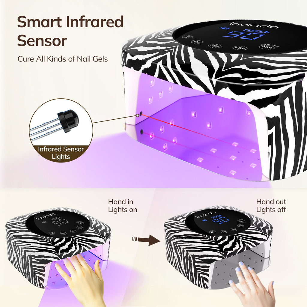 Crown™ Nail Lamp - Zebra Print - 54W Rechargeable UV/LED