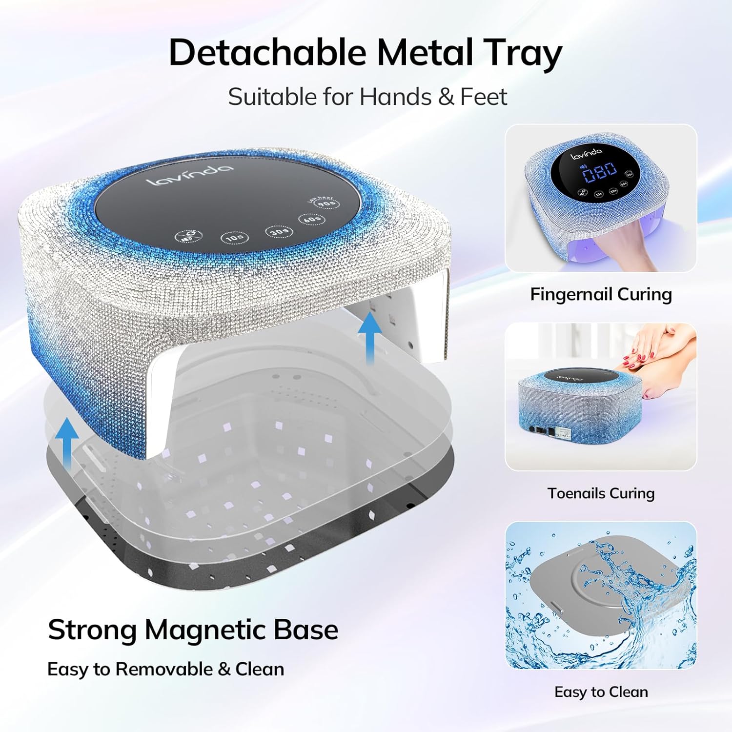 Crown™ Bling Nail Lamp - Gradient Blue - 54W Rechargeable UV/LED