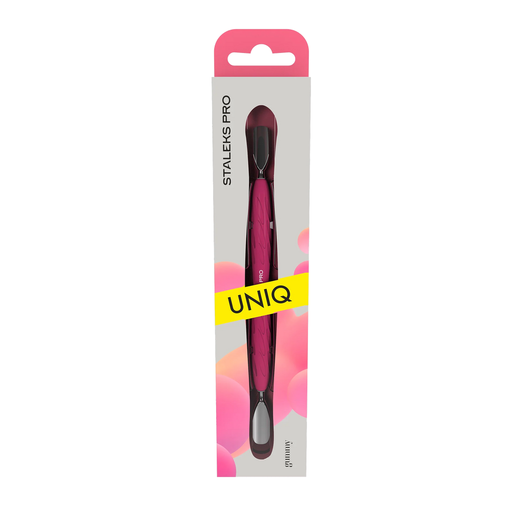 Manicure Pusher With Silicone Handle "Gummy" UNIQ 10 TYPE 1 (Wide Rounded Pusher + Narrow Rounded Pusher) PQ-10/1- STALEKS
