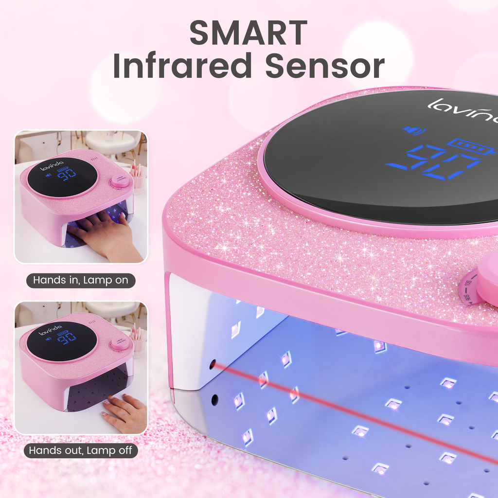 Crown™ V2 Bling Nail Lamp - Pink - 54W Rechargeable UV/LED