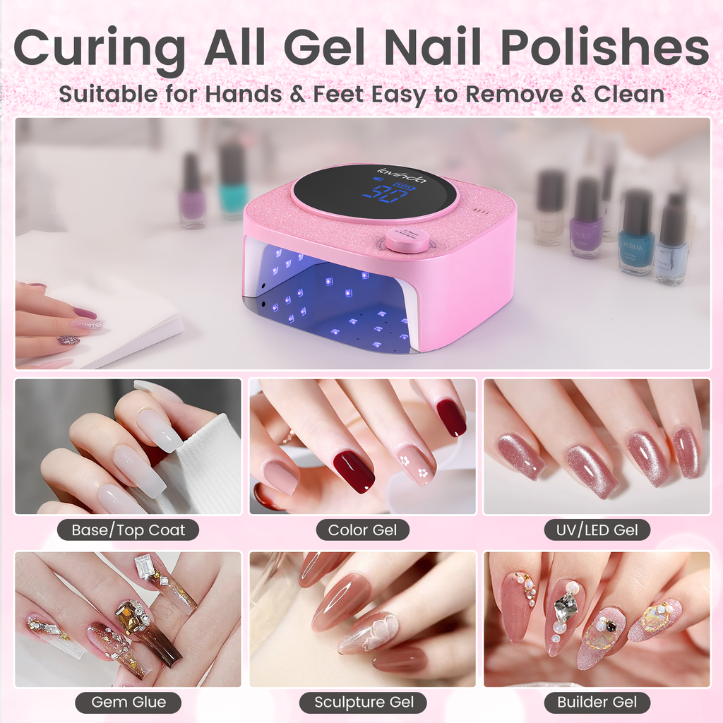 Crown™ V2 Bling Nail Lamp - Pink - 54W Rechargeable UV/LED