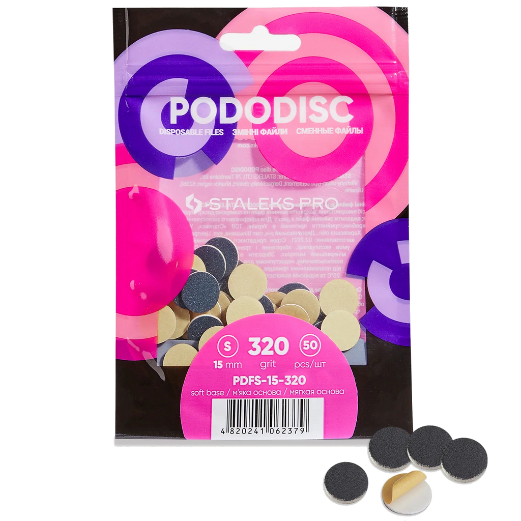 STALEKS Pro S Pododisc Disposable Files Soft Base for Pedicure Disc 15mm (50 Pcs) PDFS-15