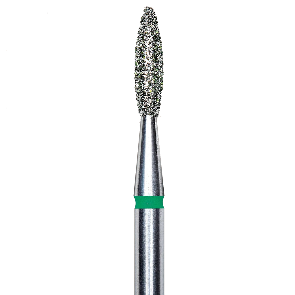 DIAMOND NAIL DRILL BIT, "FLAME", GREEN, HEAD DIAMETER 2.1/8MM (FA10G021/8) - STALEKS™