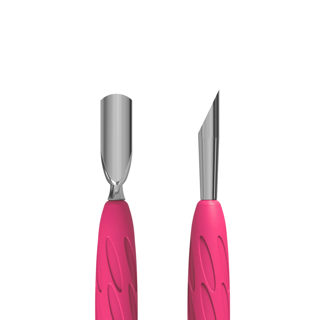 Manicure Pusher With Silicone Handle "Gummy" UNIQ 10 TYPE 2 (Narrow Rounded Pusher + Slanted Pusher) -PQ-10/2- STALEKS