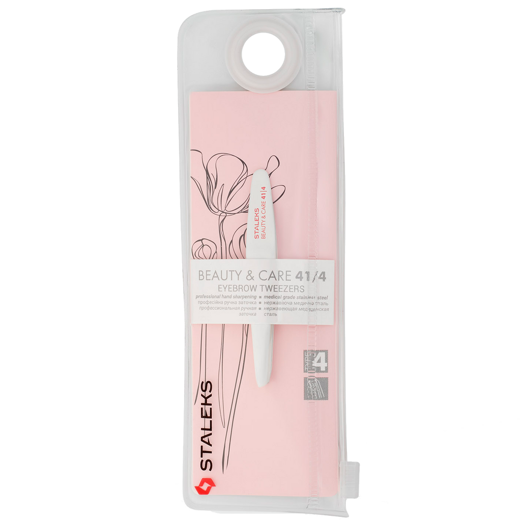 STALEKS BEAUTY & CARE 41 TYPE 4 EYEBROW TWEEZERS COMPACT SIZE SLANT WHITE TBC-41/4- STALEKS™